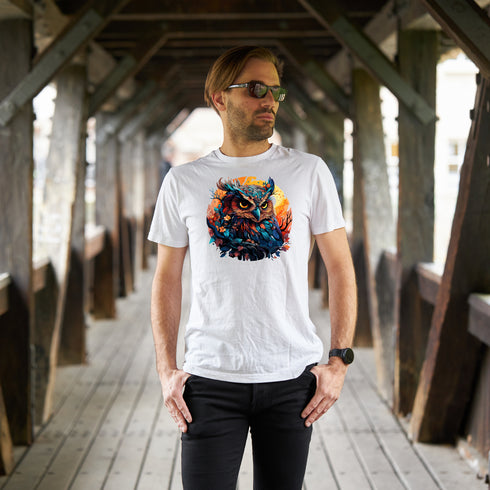 Vibrant Owl Crewneck T-Shirt-Unisex